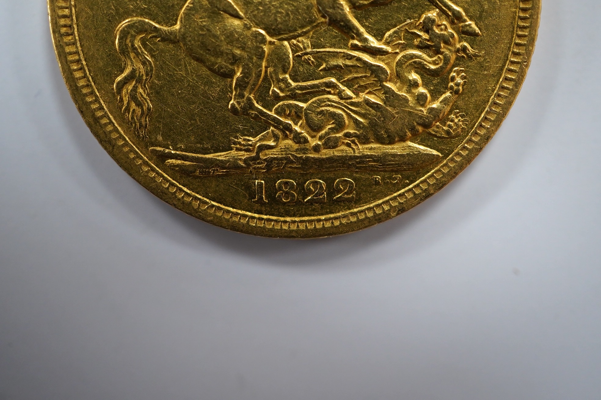 British gold coins, George IV, sovereign 1822, near VF